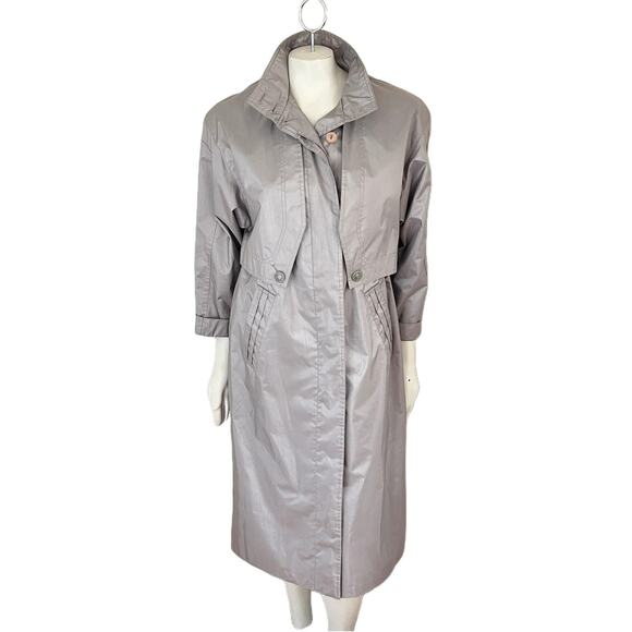 VTG 90s MISTY VALLEY Trench Coat Raincoat in Metallic Bronze SZ M - Picture 1 of 12